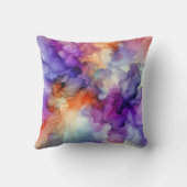 オレンジと紫のアルコールインク抽象芸術 クッション (裏面)