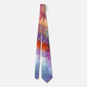オレンジと紫のアルコールインク抽象芸術 ネクタイ (裏面)