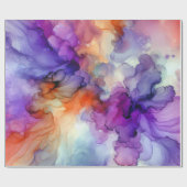 オレンジと紫のアルコールインク抽象芸術 ラッピングペーパー (フラット)