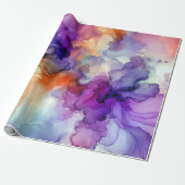 オレンジと紫のアルコールインク抽象芸術 ラッピングペーパー (アンロールド)