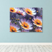 オレンジと紫のコスモス抽象芸術 キャンバスプリント (インサイチュ (ウッドフロア))
