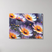 オレンジと紫のコスモス抽象芸術 キャンバスプリント (正面)