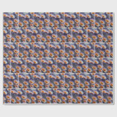 オレンジと紫のコスモス抽象芸術 ラッピングペーパー (フラット)