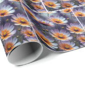 オレンジと紫のコスモス抽象芸術 ラッピングペーパー (ロールコーナー)
