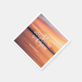 オレンジと紫のサンセットフォトカスタムウェディング スタンダードカクテルナプキン (角)