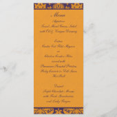 オレンジと紫のダマスクのメニューカード メニュー (裏面)