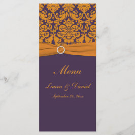 オレンジと紫のダマスクのメニューカード メニュー