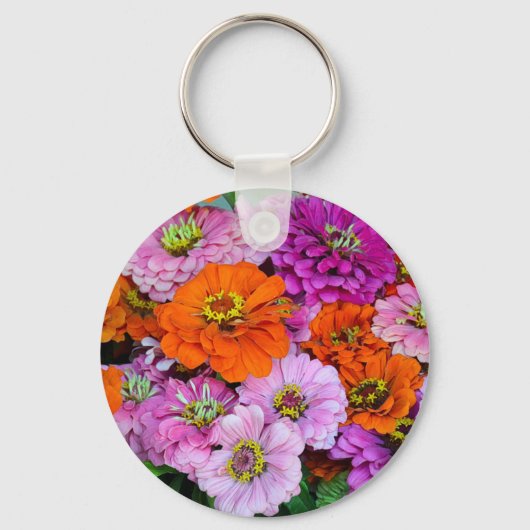オレンジと紫のダリアの花 キーホルダー (正面)