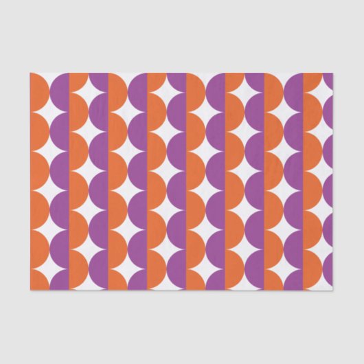 オレンジと紫のミッドセンチュリーの波モダン状 薄葉紙 (正面)