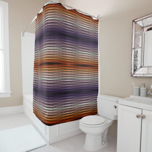 オレンジと紫の塩辛い水彩画の色合い シャワーカーテン (インサイチュ)