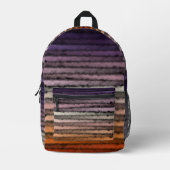 オレンジと紫の塩辛い水彩画の色合い プリントバックパック (正面)