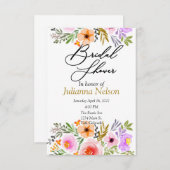 オレンジと紫の水彩花イラストの招待状 招待状 (正面/裏面)