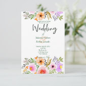 オレンジと紫の水色のフローラ結婚のinvita 招待状 (スタンド正面)