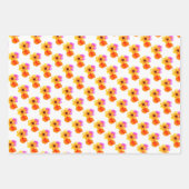 オレンジと紫の花を付けた黄色離れの花 ラッピングペーパーシート (正面)