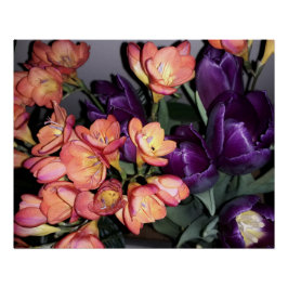 オレンジと紫の花 ポスター