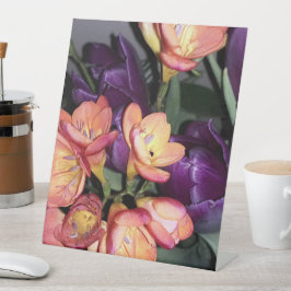 オレンジと紫の花 台座サイン