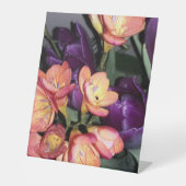 オレンジと紫の花 台座サイン (正面)