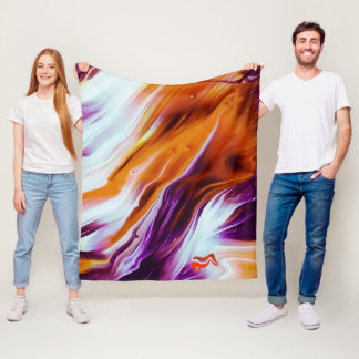 オレンジと紫の谷 フリースブランケット