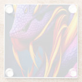 オレンジと紫鮮やかのコブラはかりで測ヘビ ガラスコースター (裏面)