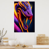 オレンジと紫鮮やかのコブラはかりで測ヘビ ポスター (キッチン)