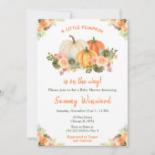 オレンジと緑のカボチャの赤ちゃんシャワー 招待状 (正面)