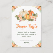 オレンジと緑のカボチャ赤ちゃんシャワーおむつラッフル エンクロージャーカード (正面)