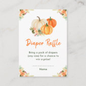 オレンジと緑のカボチャ赤ちゃんシャワーおむつラッフル エンクロージャーカード (正面)