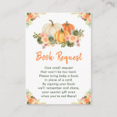 オレンジと緑のカボチャ赤ちゃんシャワーブックリクエスト エンクロージャーカード (正面)