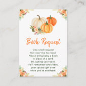 オレンジと緑のカボチャ赤ちゃんシャワーブックリクエスト エンクロージャーカード (正面)