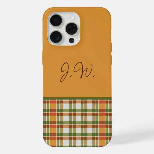 オレンジと緑のギンガム iPhoneケース (裏面)
