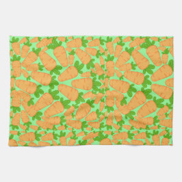 オレンジと緑のニンジン キッチンタオル