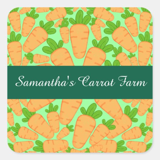 オレンジと緑のニンジン スクエアシール (正面)