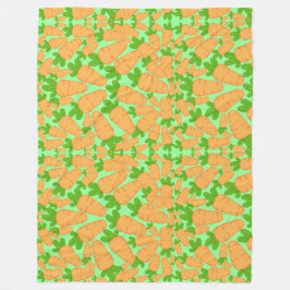 オレンジと緑のニンジン フリースブランケット