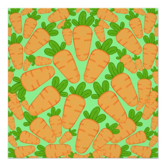 オレンジと緑のニンジン ポスター (正面)