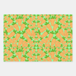 オレンジと緑のニンジン ラッピングペーパーシート