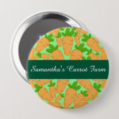 オレンジと緑のニンジン 缶バッジ (正面&裏面)