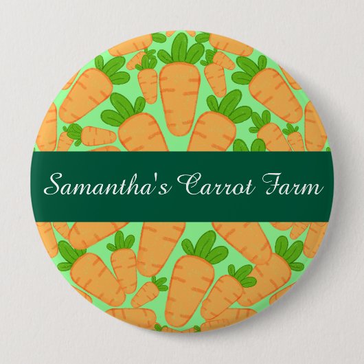 オレンジと緑のニンジン 缶バッジ (正面)