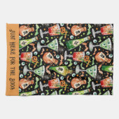 オレンジと緑のハロウィンカクテルとポーション キッチンタオル (横)