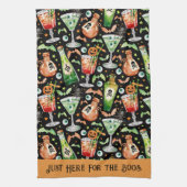 オレンジと緑のハロウィンカクテルとポーション キッチンタオル (縦)