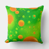 オレンジと緑のバブル抽象芸術アート クッション (正面)
