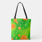 オレンジと緑のバブル抽象芸術アート トートバッグ (裏面)
