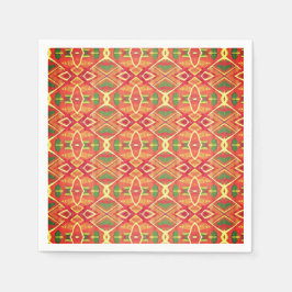 オレンジと緑のパターン スタンダードカクテルナプキン