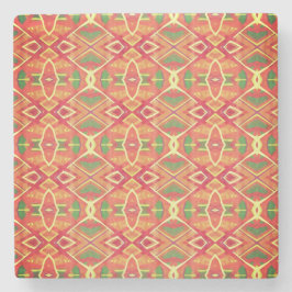 オレンジと緑のパターン ストーンコースター
