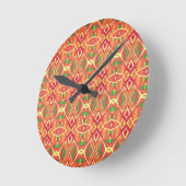 オレンジと緑のパターン ラウンド壁時計 (傾斜)