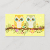 オレンジと緑のフクロウ – おむつラッフルチケット エンクロージャーカード (裏面)