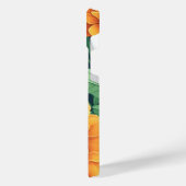 オレンジと緑のフローラの花柄 iPhoneケース (左側面)