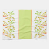 オレンジと緑のフローラアクセント付きキッチンタオル キッチンタオル (横)