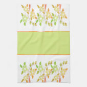 オレンジと緑のフローラアクセント付きキッチンタオル キッチンタオル (縦)