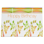 オレンジと緑のフローラアクセント抱き枕 ラージペーパーバッグ (正面)