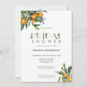 オレンジと緑のブライダルシャワー 招待状 (正面)